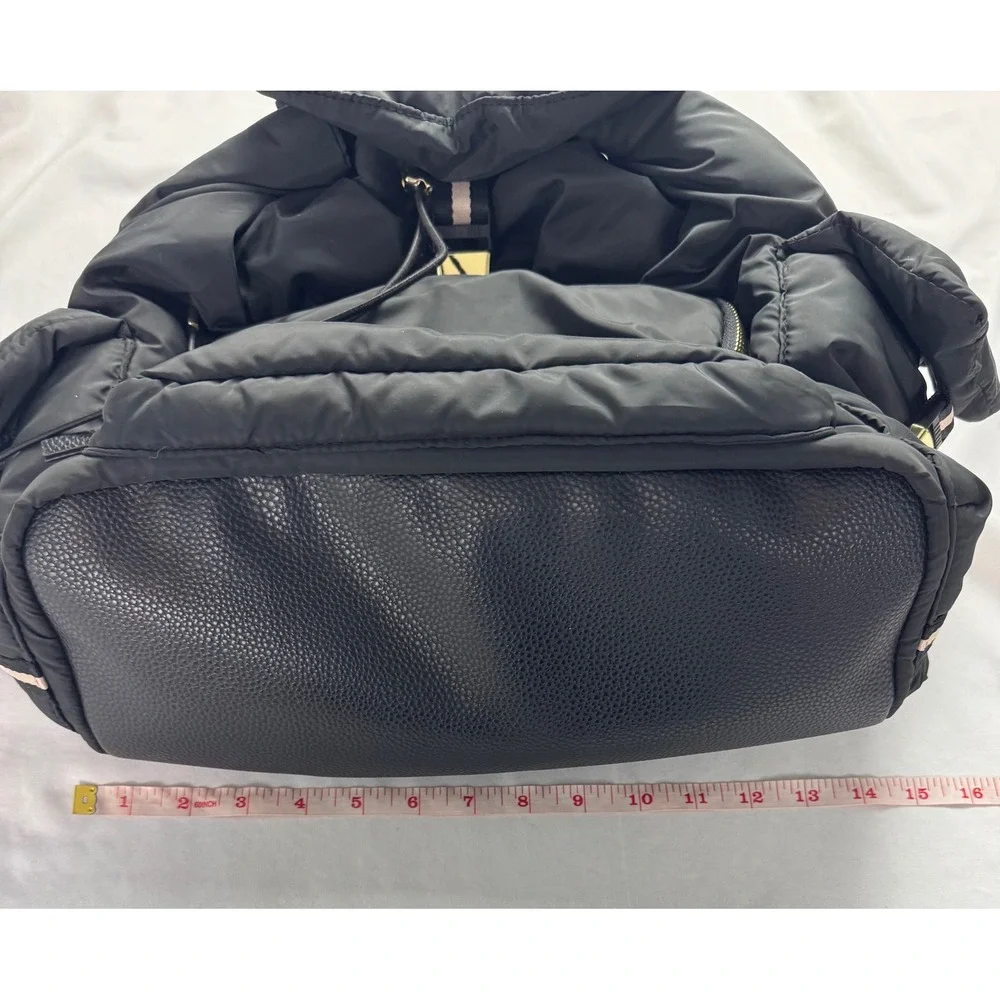 Tommy Bahama Black Nylon Puffer Backpack Gold Buckle Quilted Travel Bag